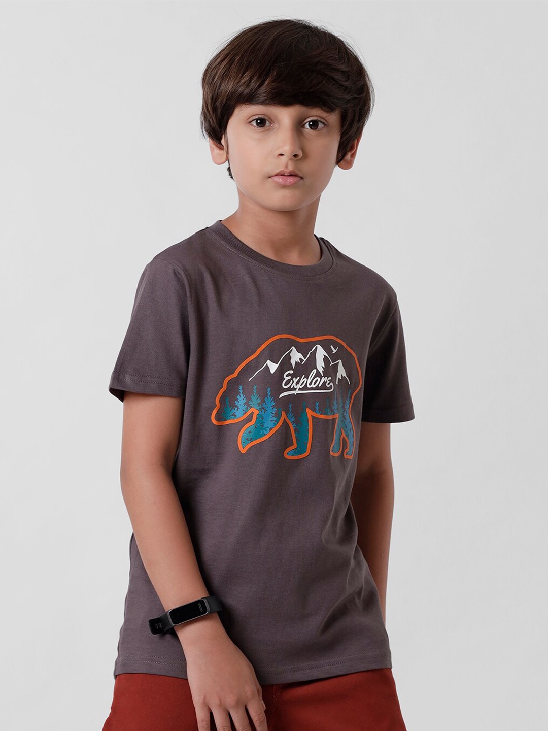 

PIPIN Boys Grey Typography Printed T-shirt