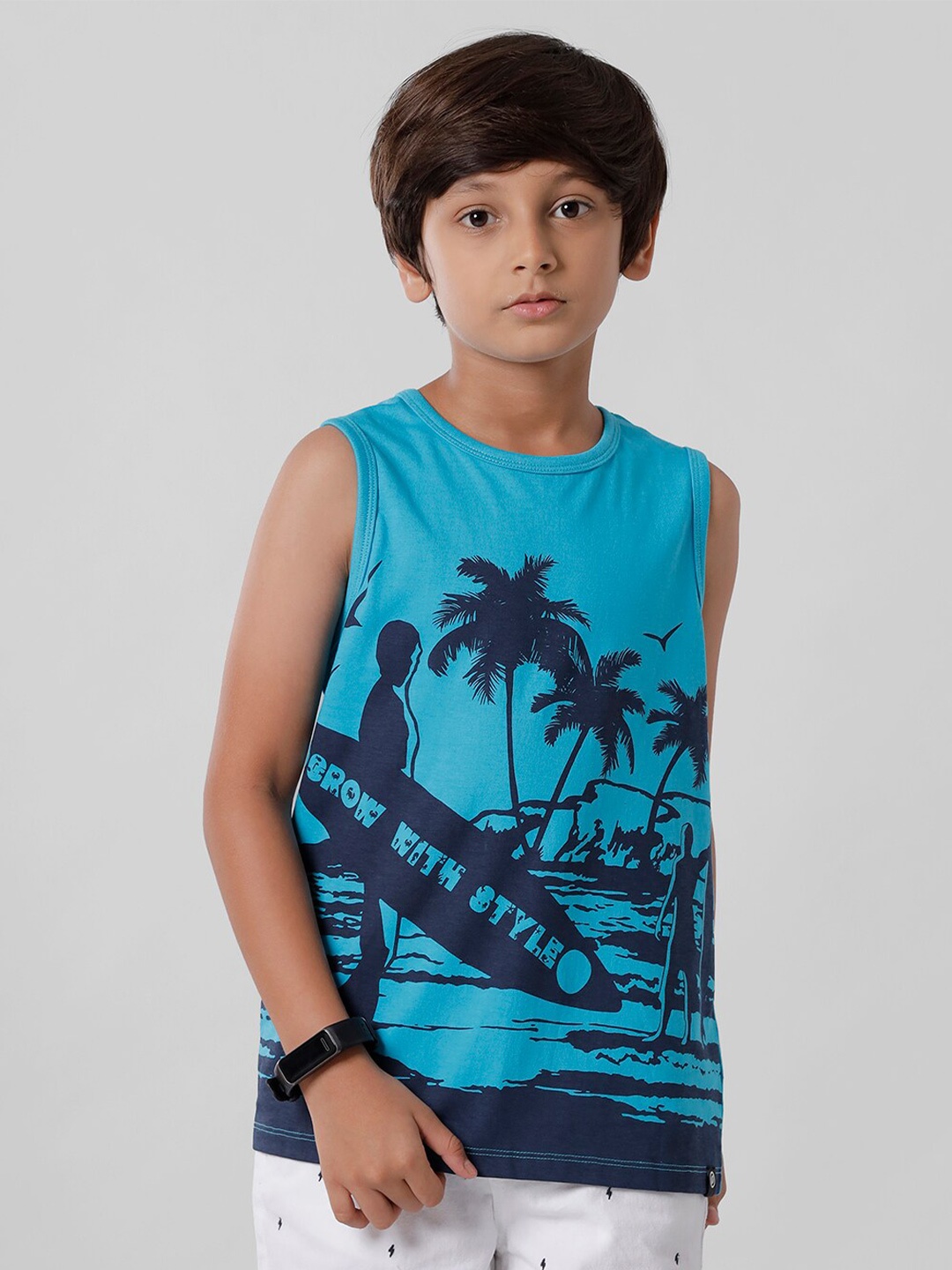 

PIPIN Boys Blue Floral Printed Tropical T-shirt