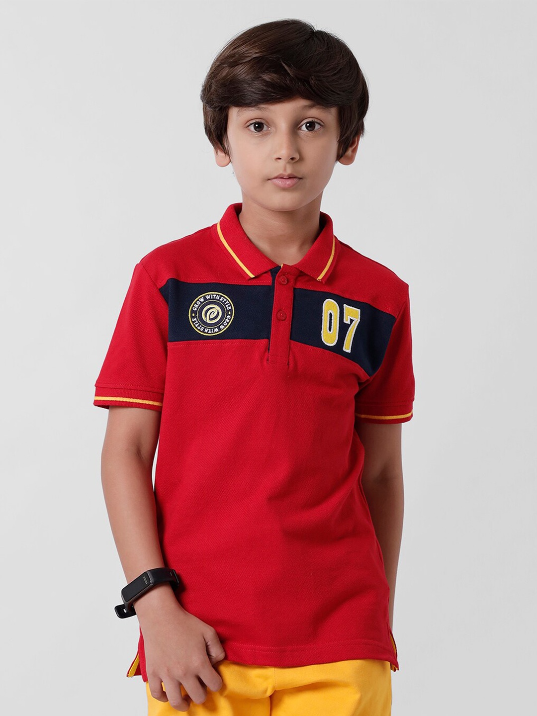 

PIPIN Boys Red Polo Collar Applique T-shirt