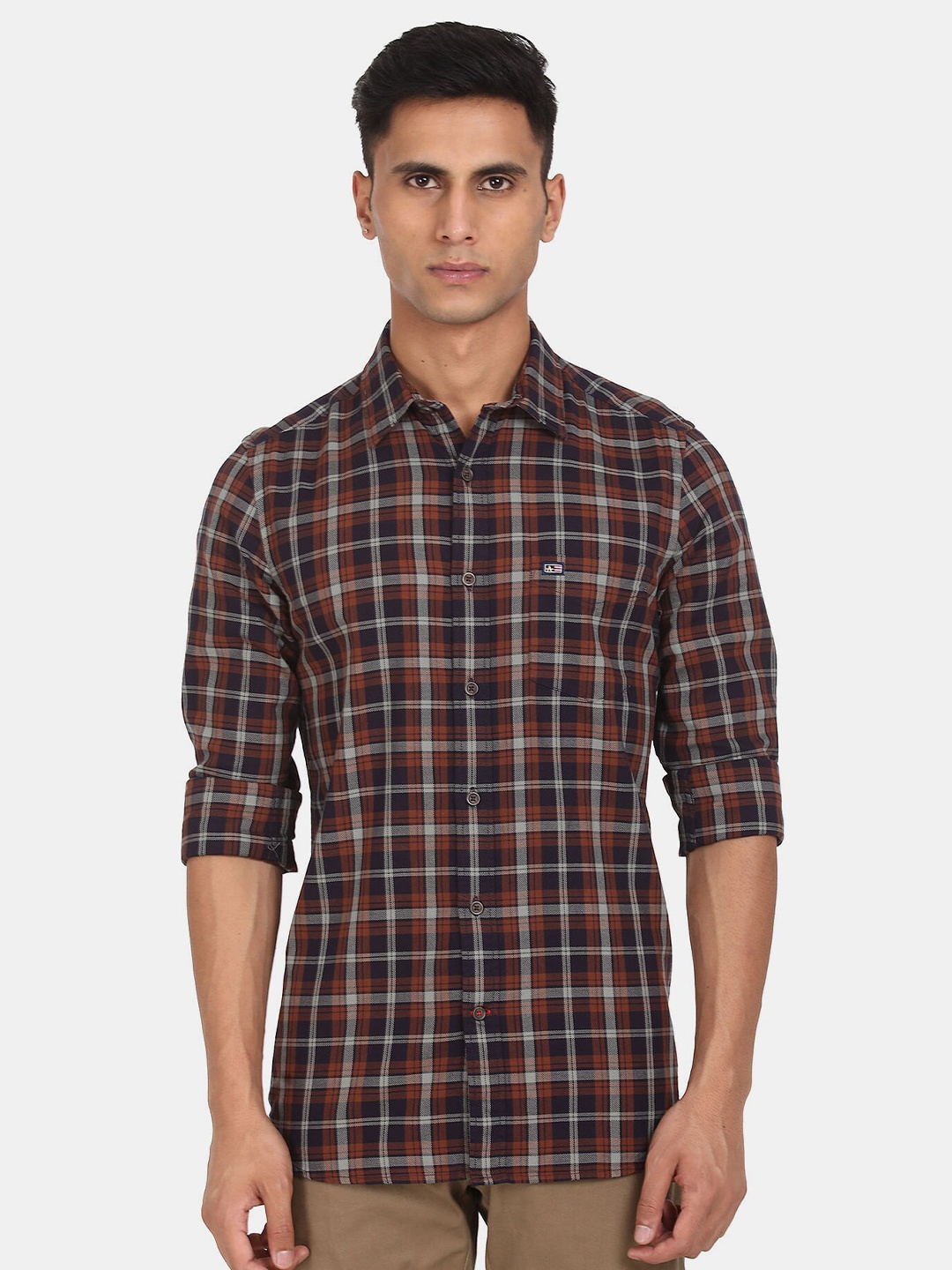 

Arrow Sport Men Brown Tartan Checks Checked Casual Shirt