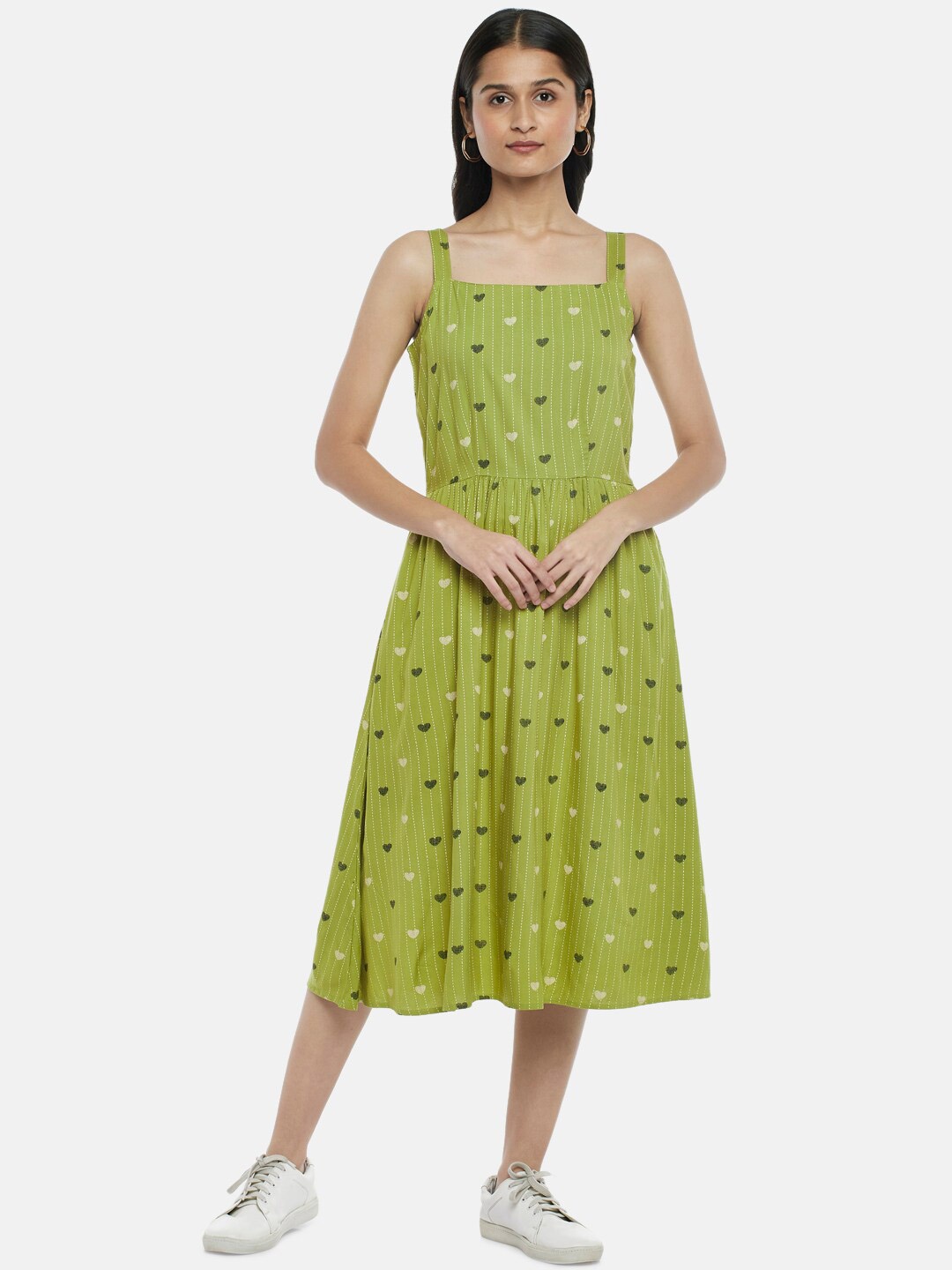 

People Lime Green Midi Dress