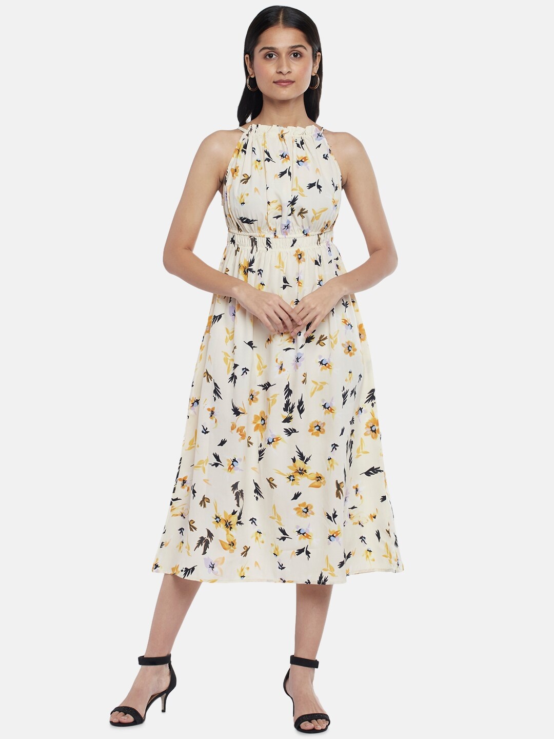 

People Off White Floral Midi Dress