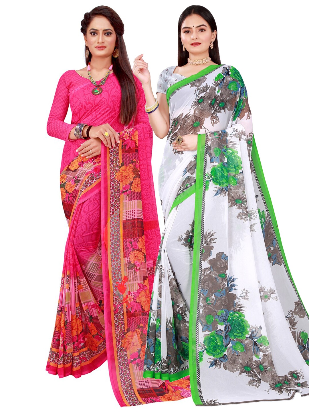 

Florence Magenta & White Pure Georgette Saree