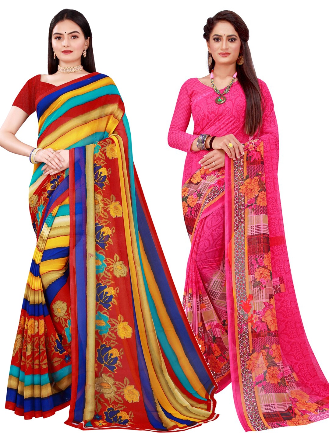 

Florence Magenta & Navy Blue Pure Georgette Saree