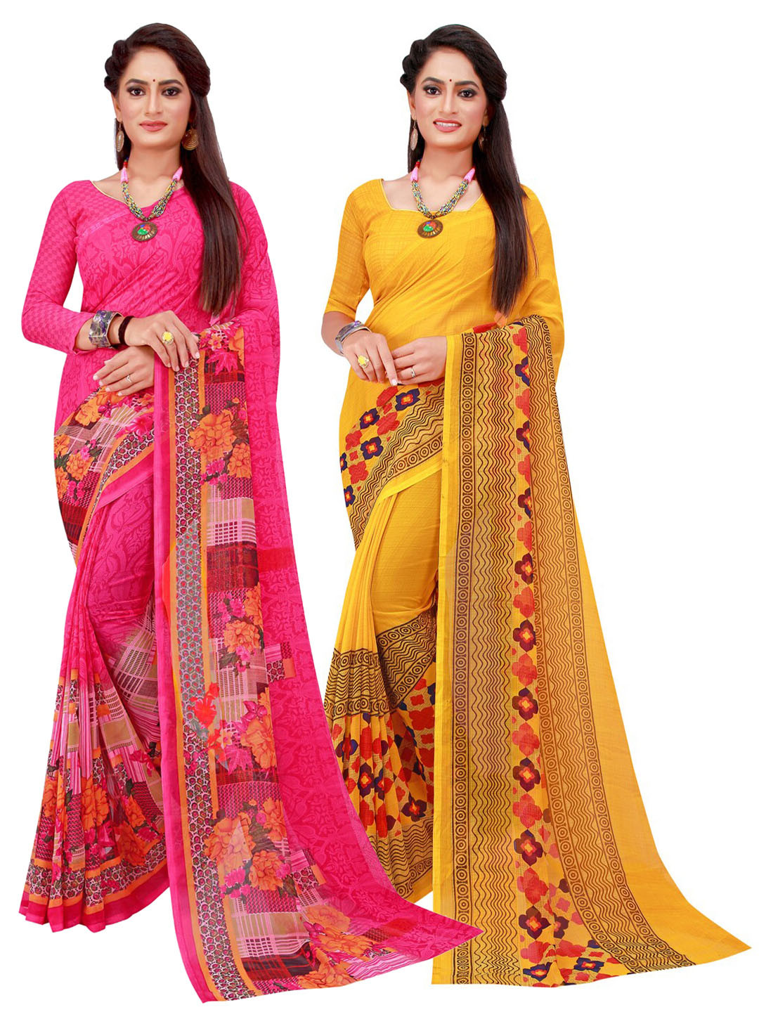 

Florence Magenta & Magenta Pure Georgette Saree