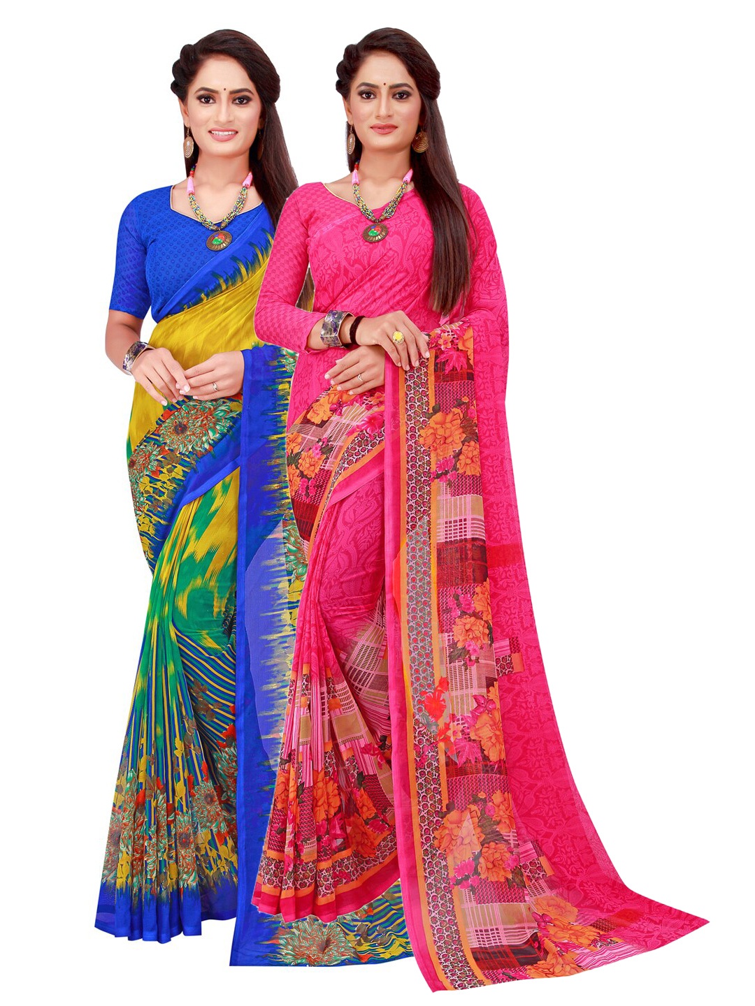 

Florence Magenta & Blue Pure Georgette Saree