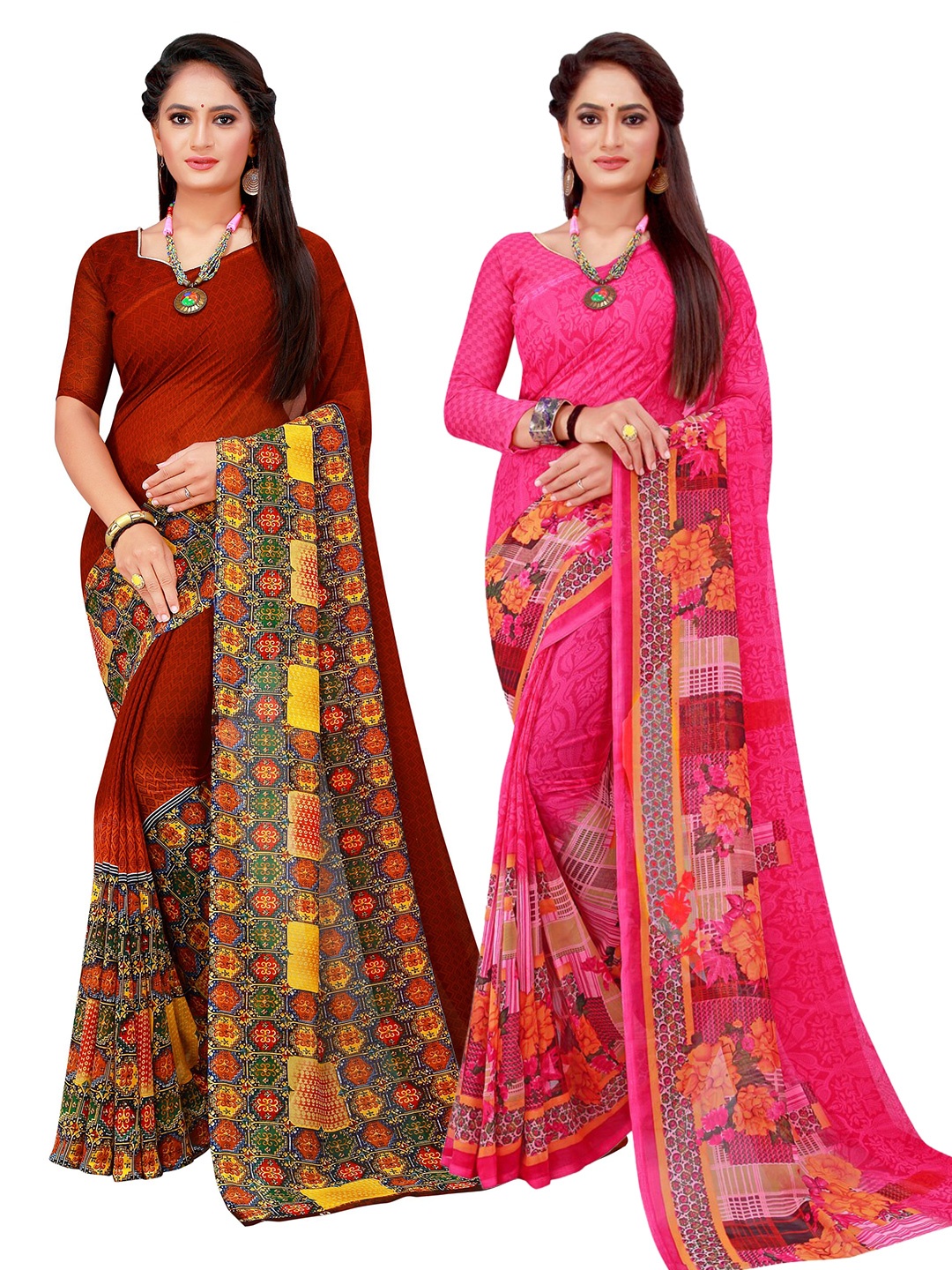 Florence Magenta & Maroon Pure Georgette Saree