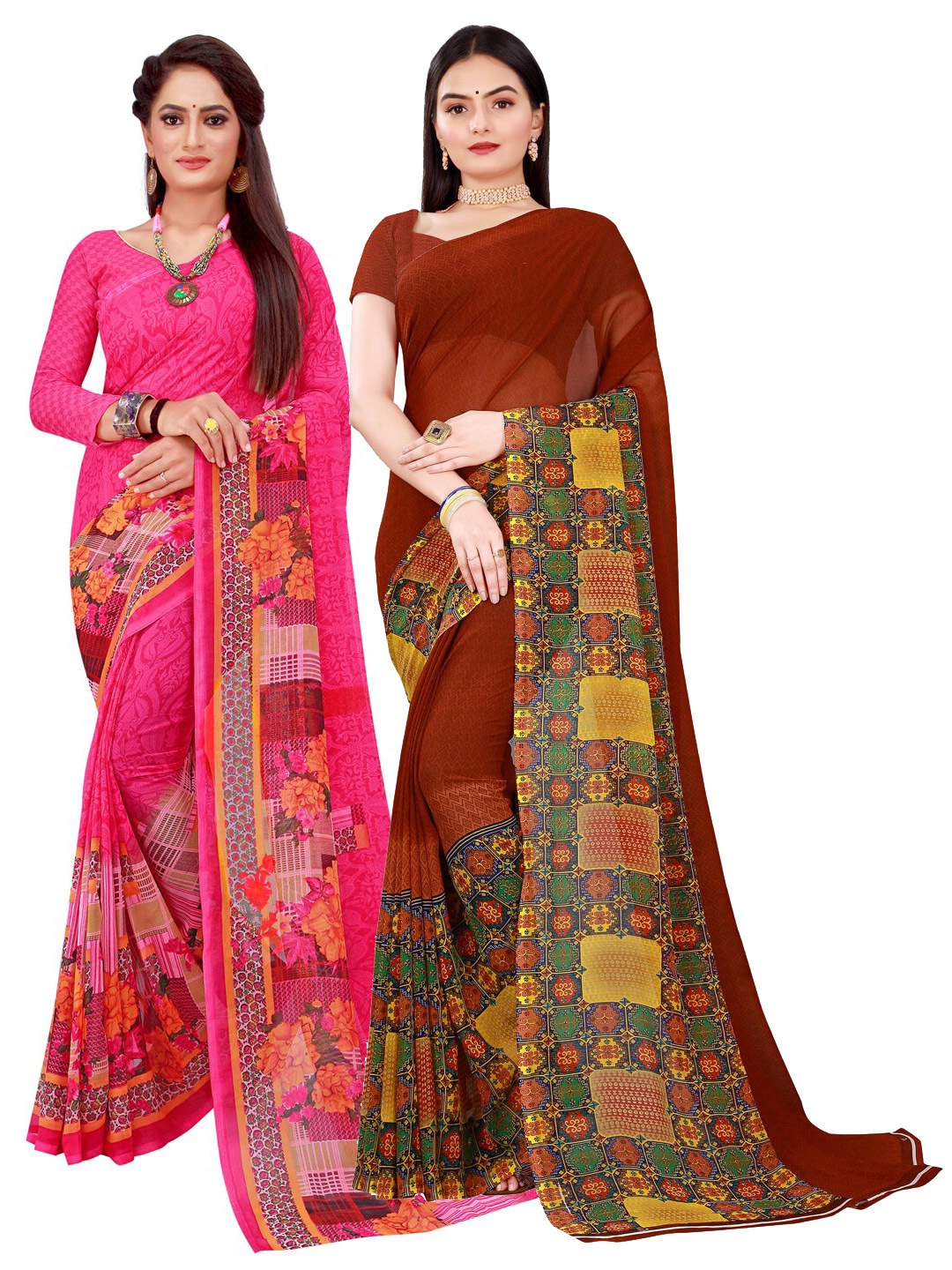 

Florence Magenta & Maroon Floral Pure Georgette Saree