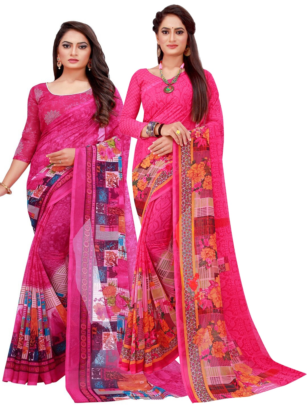 Florence Magenta & Blue Pure Georgette Saree