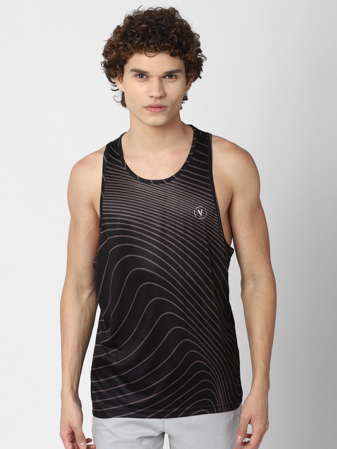 

Van Heusen Flex Striped Cycling T-shirt, Black