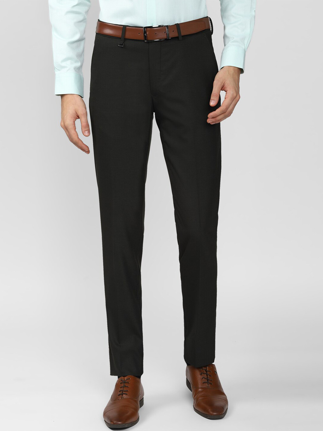 

Van Heusen Men Brown Textured Slim Fit Trousers