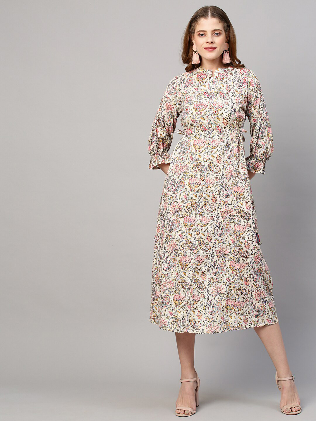 

FASHOR Multicoloured Floral A-Line Midi Dress, Multi