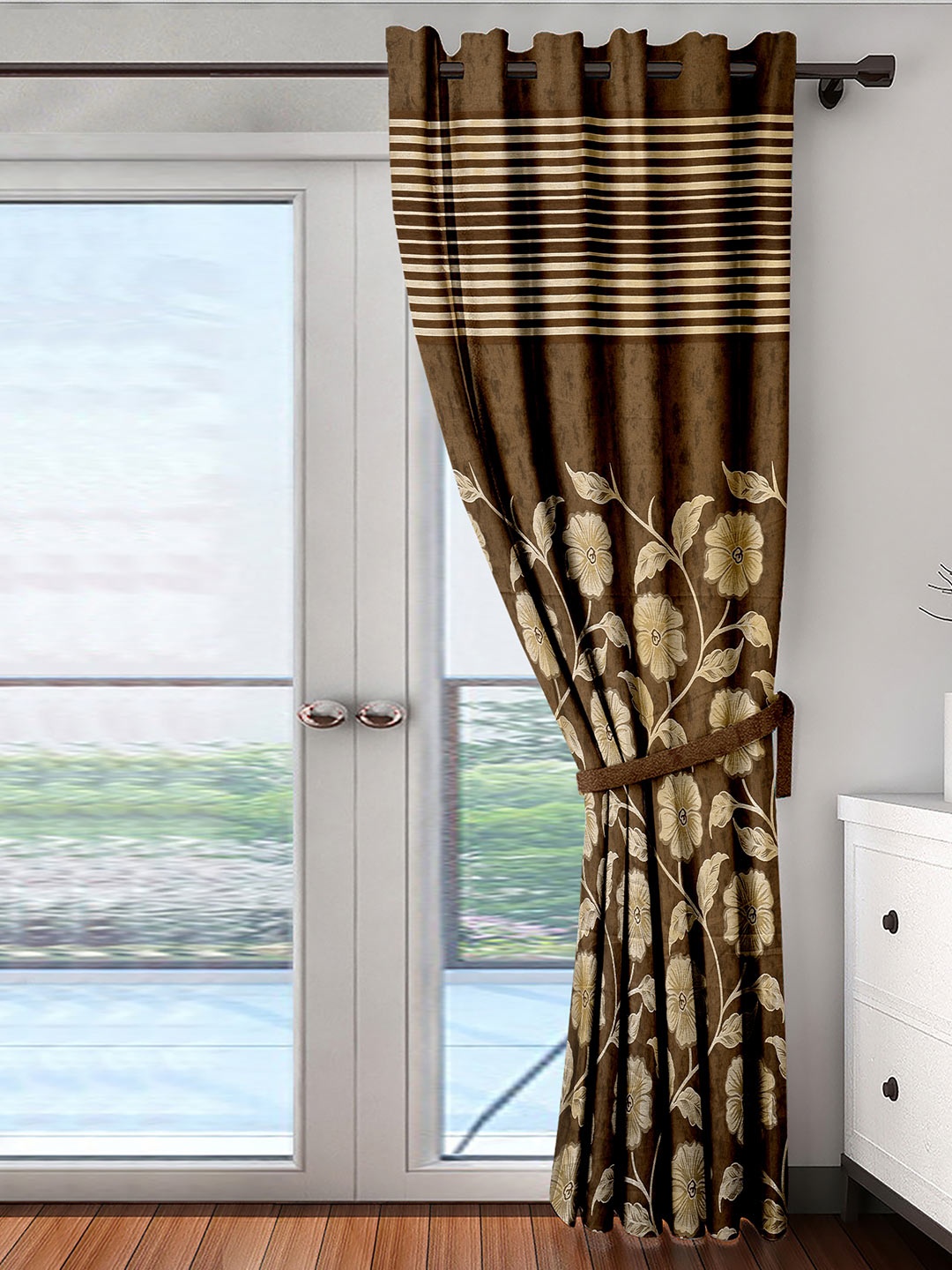 

Cortina Brown Single Patterned Blackout Door Curtain