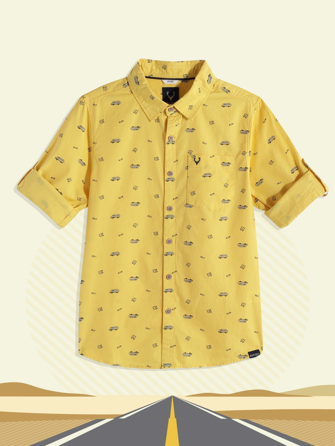 

Allen Solly Junior Boys Yellow Printed Pure Cotton Casual Shirt