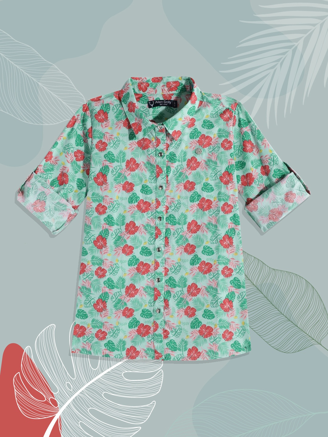 

Allen Solly Junior Girls Green Floral Print Pure Cotton Casual Shirt