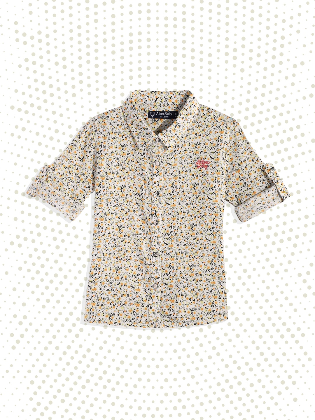 

Allen Solly Junior Girls Cream-Coloured Floral Printed Casual Shirt