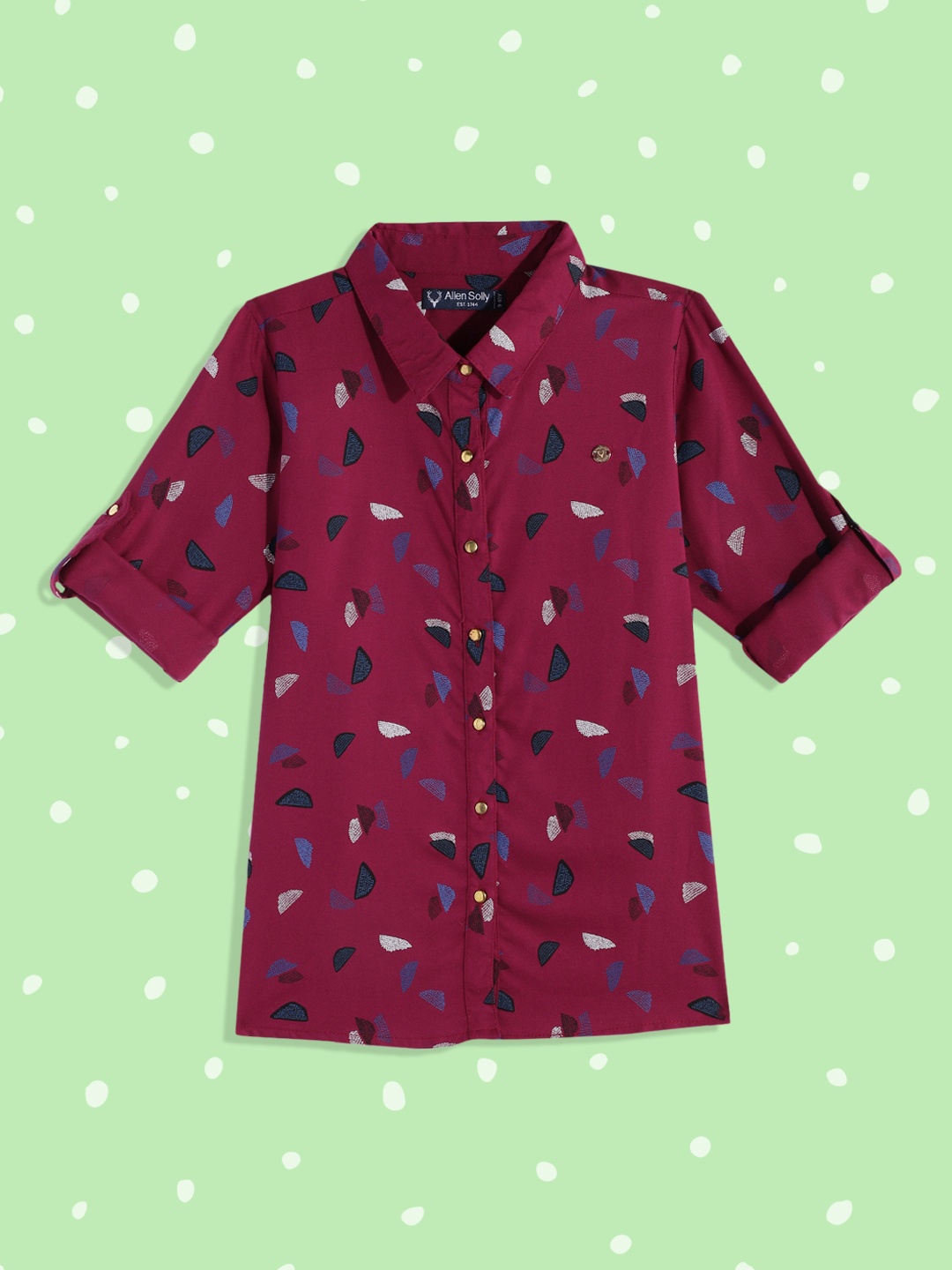 

Allen Solly Junior Girls Maroon Printed Casual Shirt
