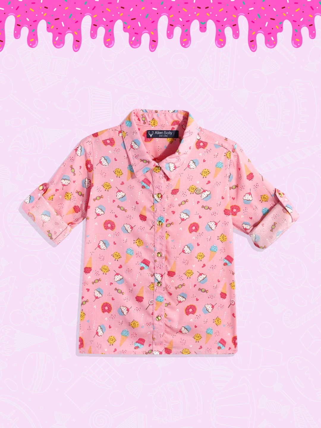 

Allen Solly Junior Girls Pink Printed Casual Shirt
