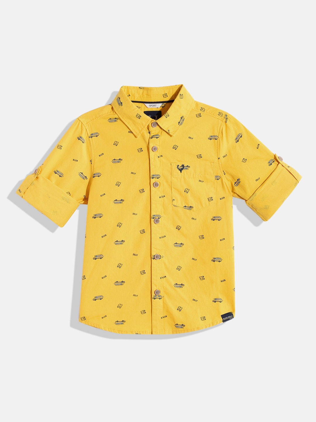 

Allen Solly Junior Boys Yellow Printed Pure Cotton Casual Shirt