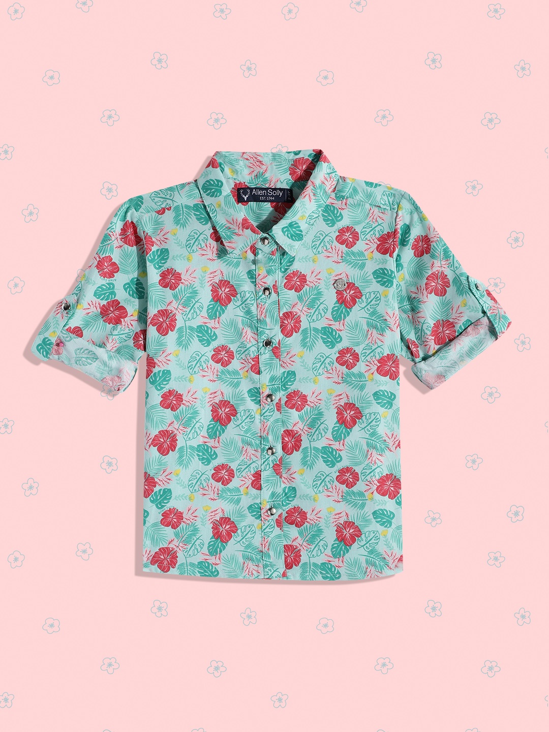

Allen Solly Junior Girls Sea Green Floral Printed Pure Cotton Casual Shirt