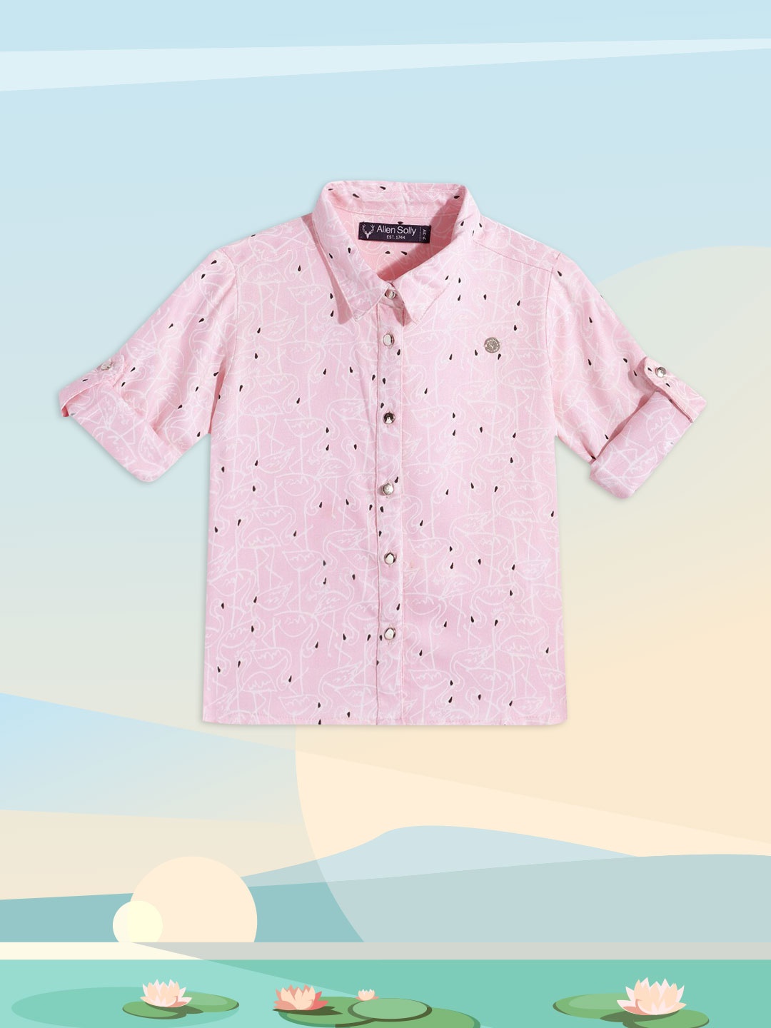 

Allen Solly Junior Girls Pink Conversational Opaque Printed Viscose Rayon Casual Shirt