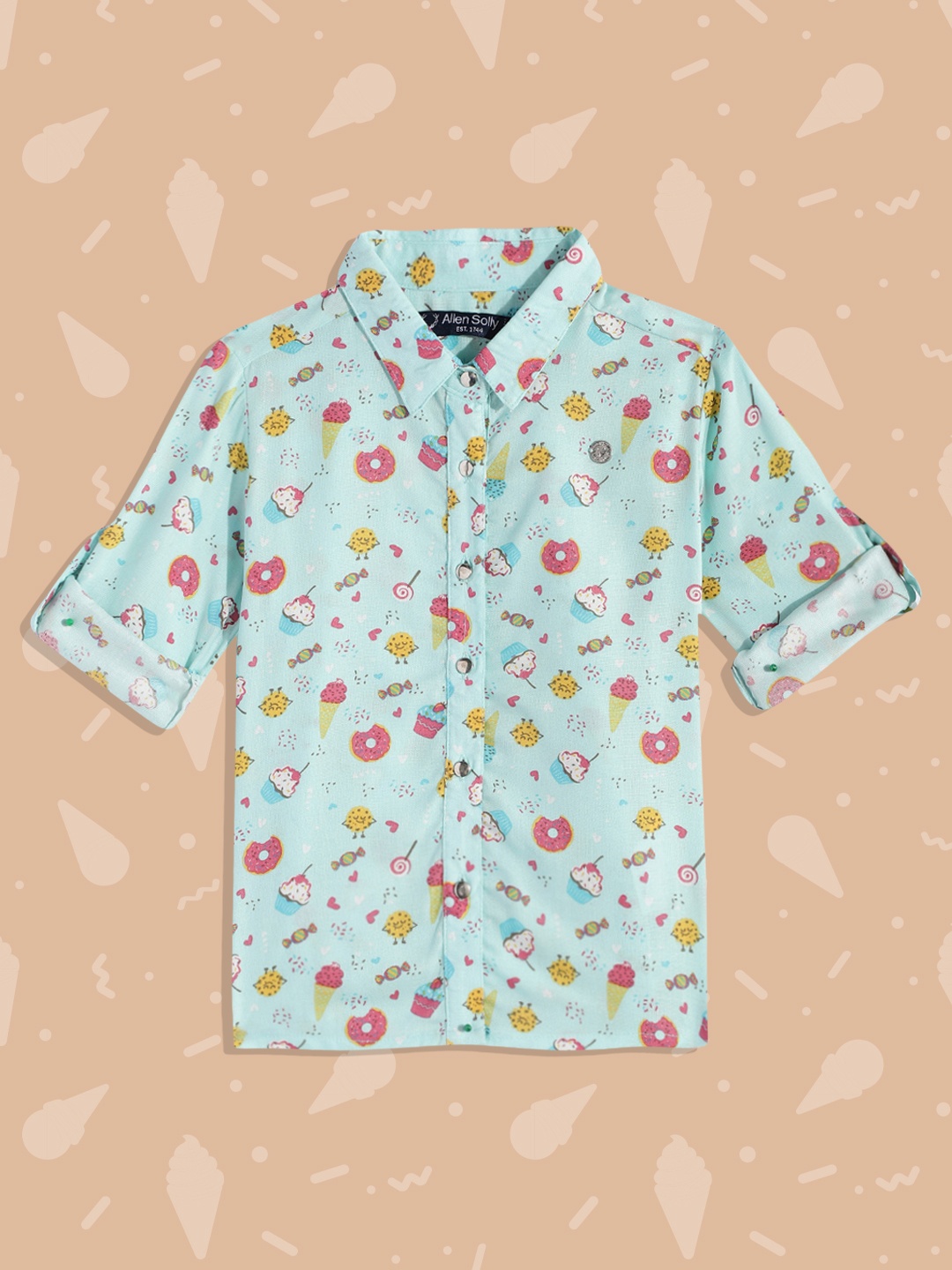 

Allen Solly Junior Girls Sea Green Printed Casual Shirt