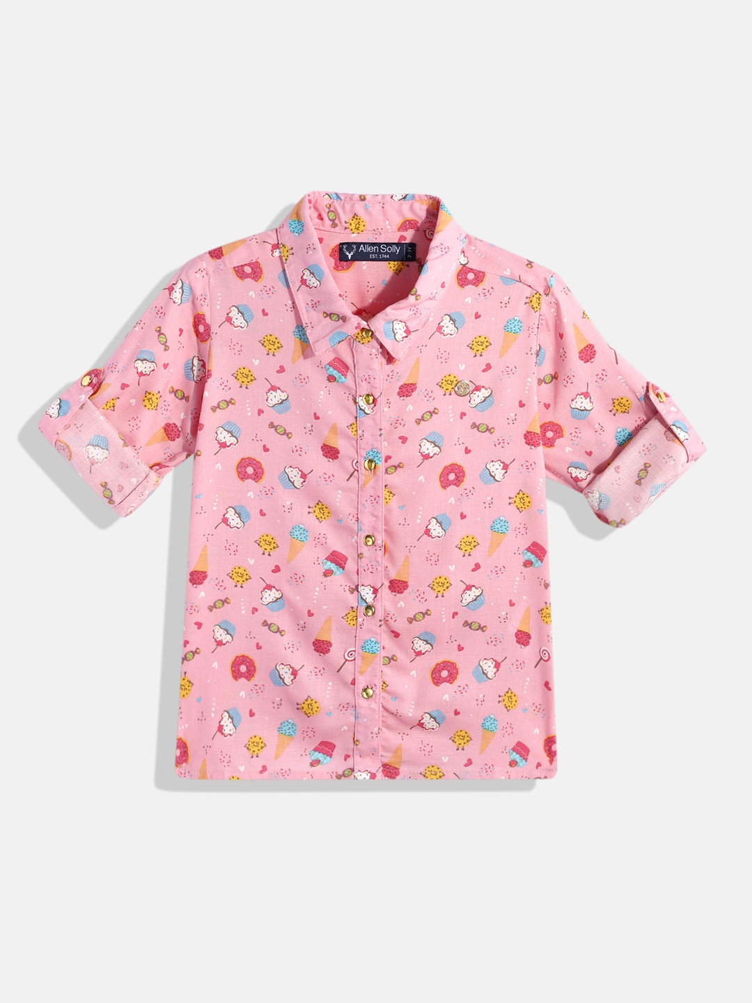 

Allen Solly Junior Girls Pink Conversational Opaque Printed Viscose Rayon Casual Shirt