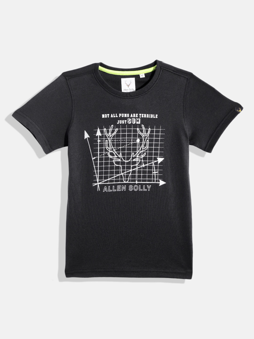 

Allen Solly Junior Boys Black & White Printed Pure Cotton T-shirt