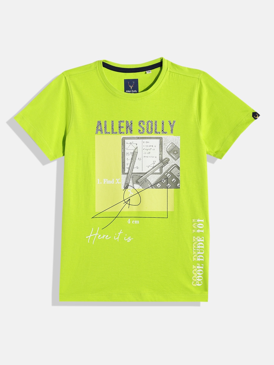 

Allen Solly Junior Boys Green Printed Pure Cotton T-shirt