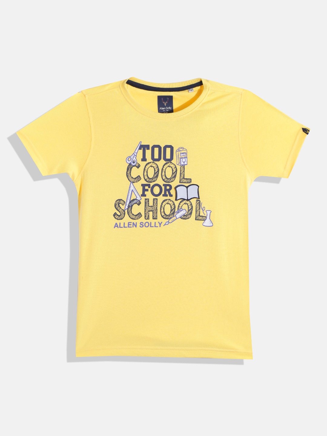 

Allen Solly Junior Boys Yellow & White Pure Cotton Typography Printed T-shirt