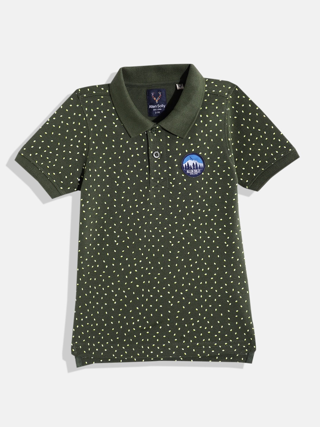 

Allen Solly Junior Boys Geometric Print Polo Collar T-shirt, Olive