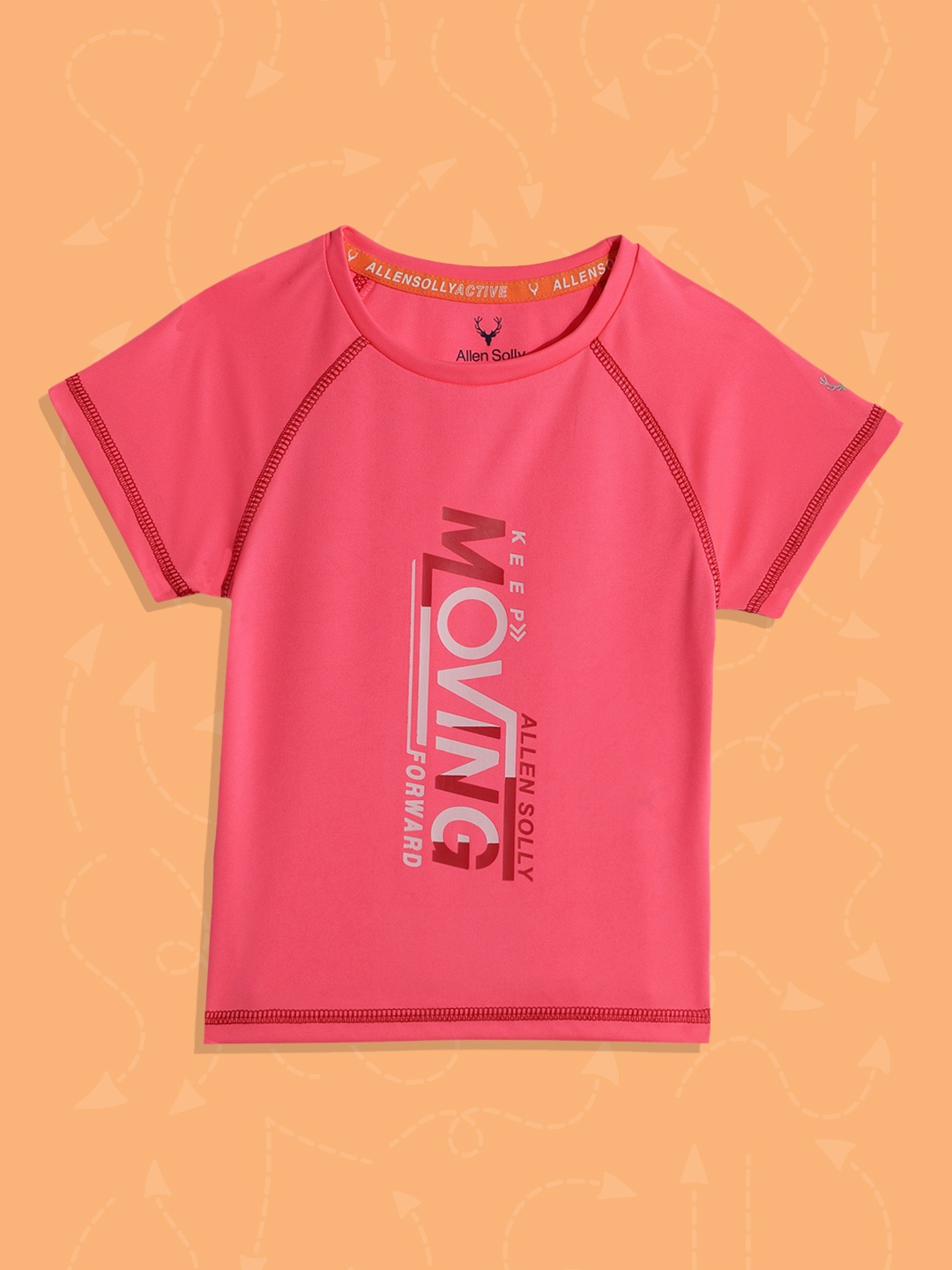 

Allen Solly Junior Girls Pink Typography Printed Active T-shirt