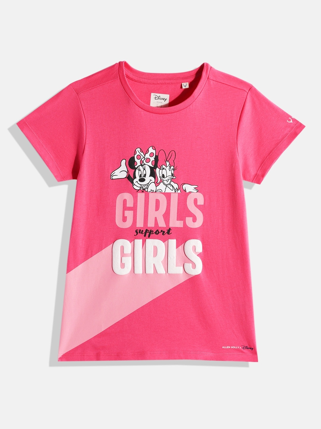 

Allen Solly Junior Girls Pink Minnie Mouse Printed Pure Cotton T-shirt