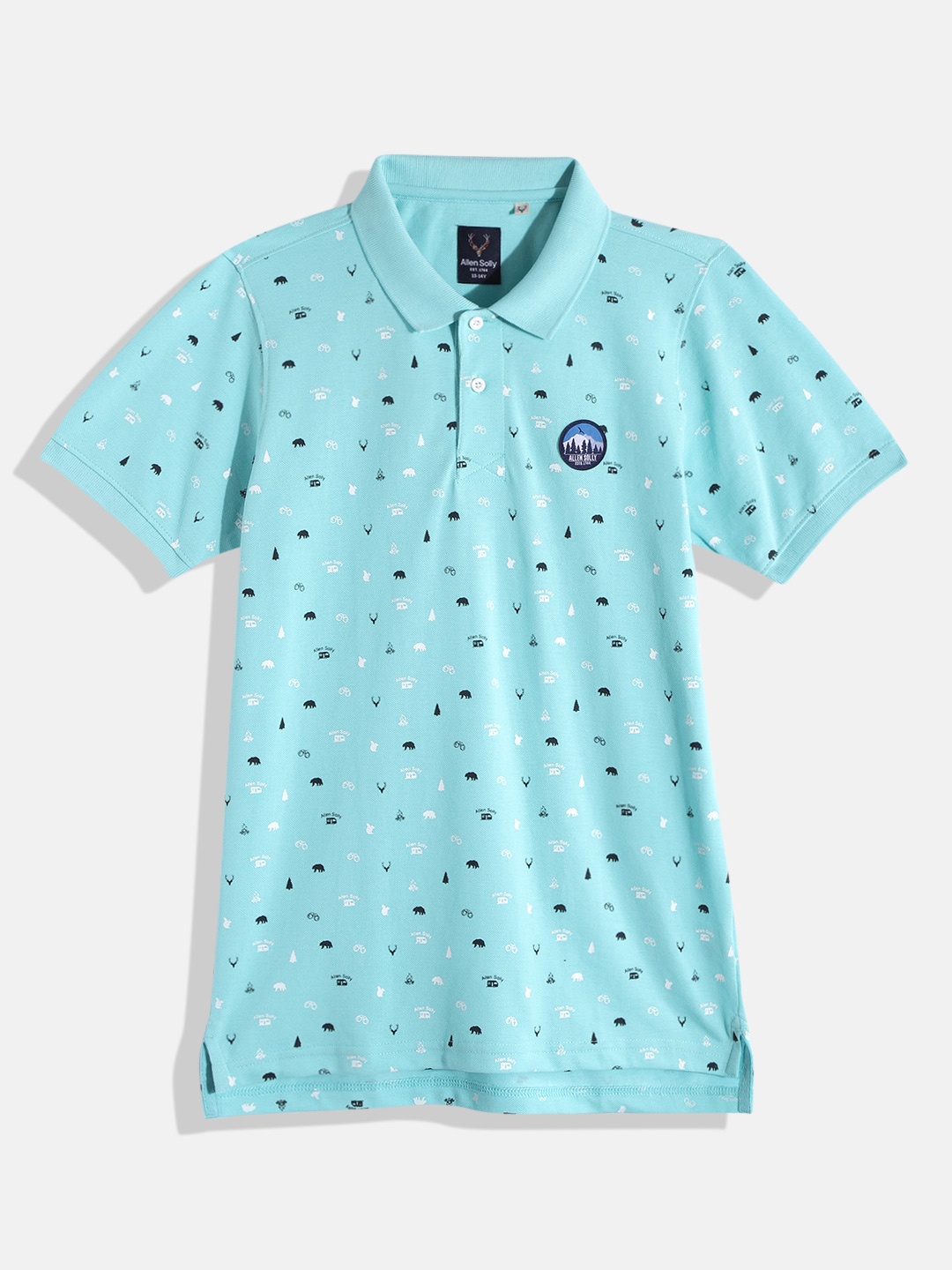 

Allen Solly Junior Boys Conversational Print Applique Detail T-shirt, Blue