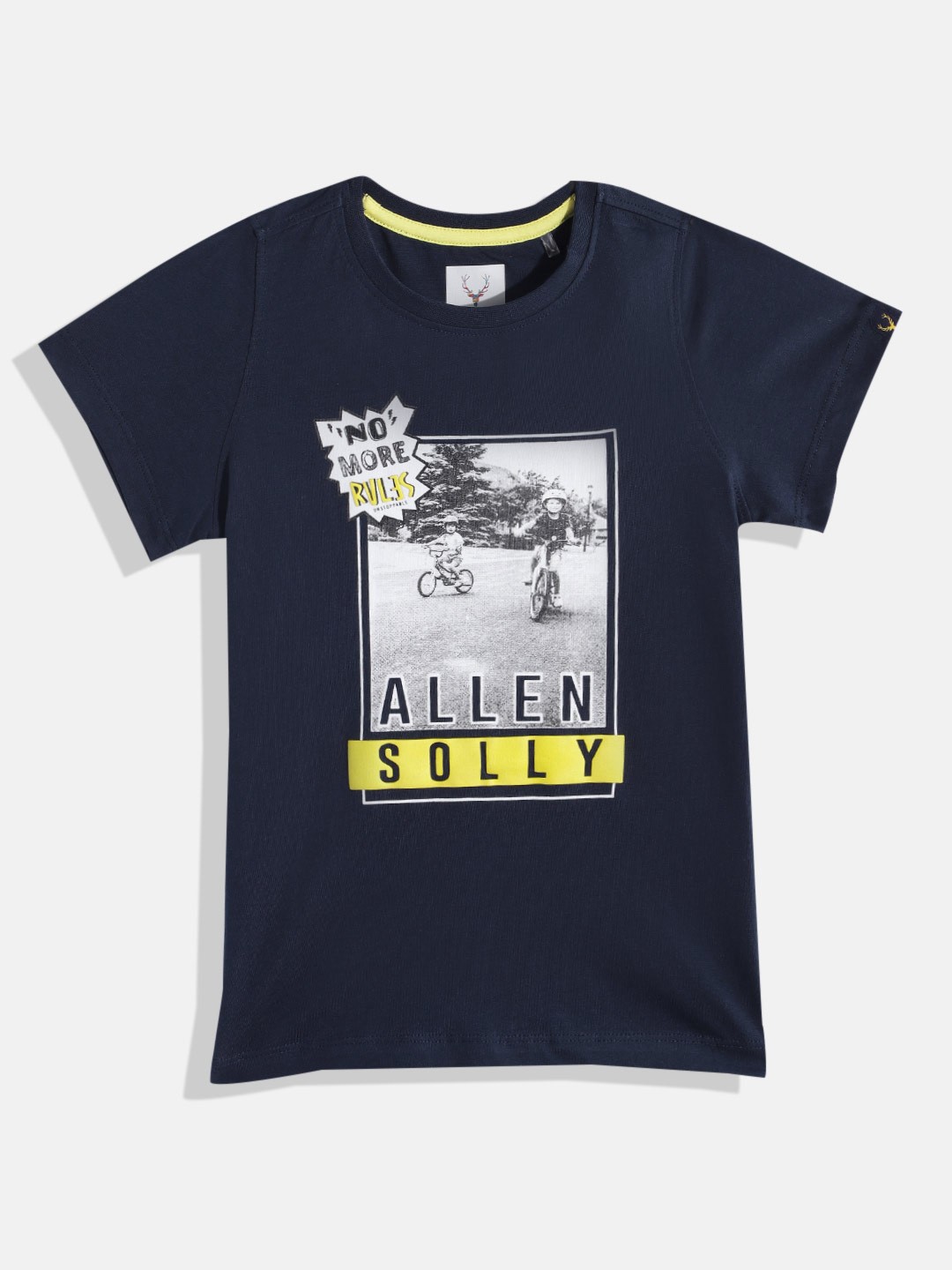 

Allen Solly Junior Boys Pure Cotton Brand Logo Printed T-shirt, Blue
