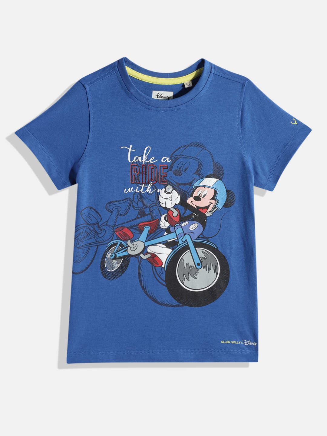 

Allen Solly Junior Boys Blue Mickey Mouse Printed Pure Cotton T-shirt