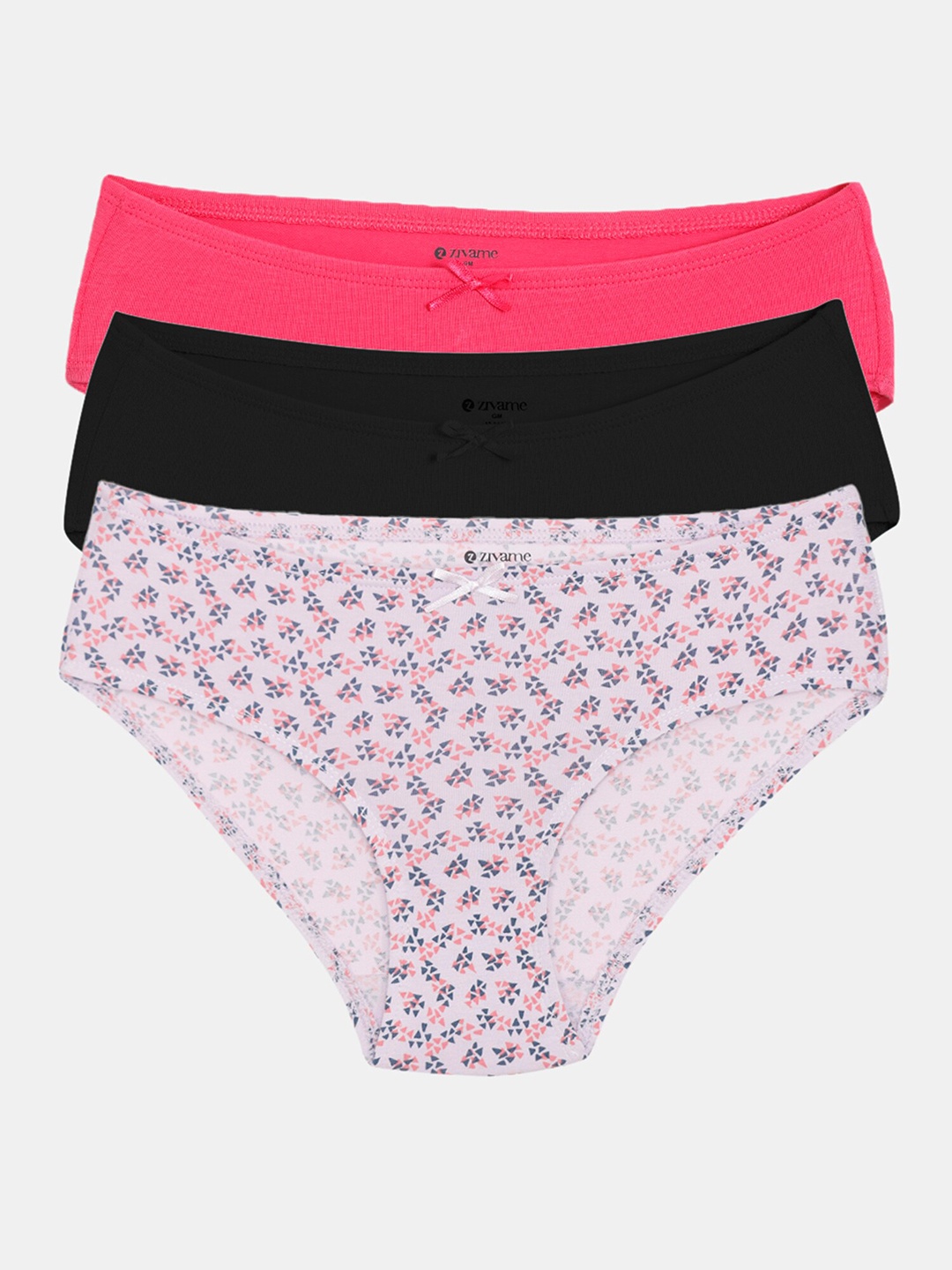 

Zivame Girls Pack Of 3 Assorted Cotton Hipster Briefs, Multi
