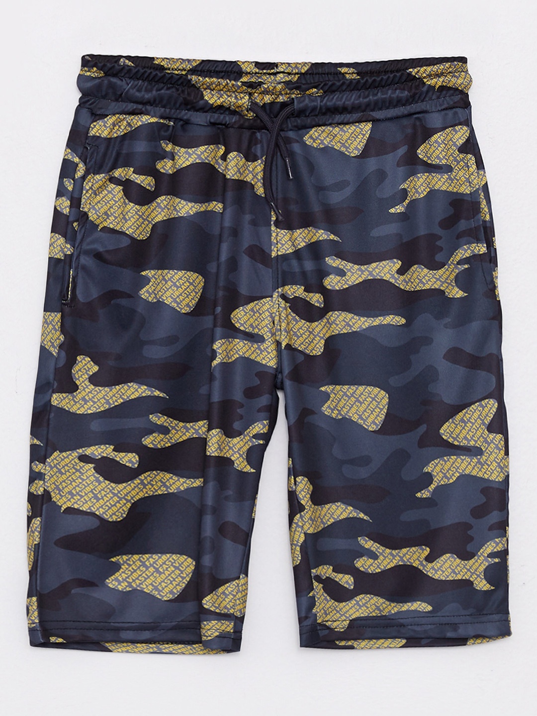 

LC Waikiki Boys Charcoal Grey & Black Camouflage Printed Shorts