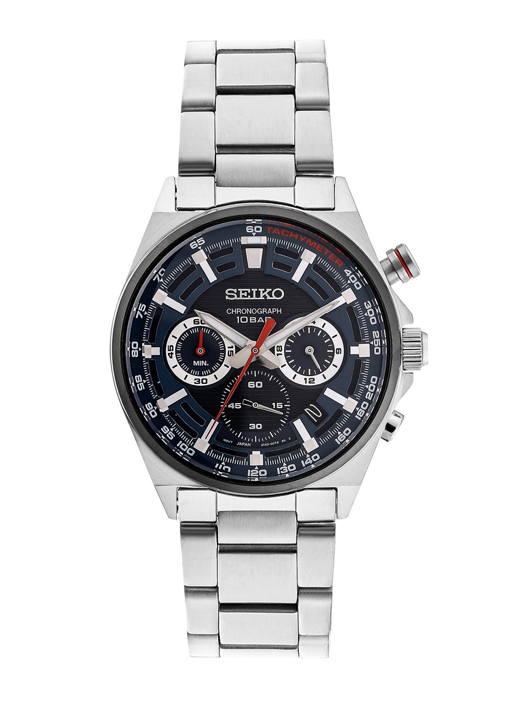 

SEIKO Men Dial & Silver Toned Stainless Steel Bracelet Style Straps Analogue Watch SAMASSB407P1, Blue
