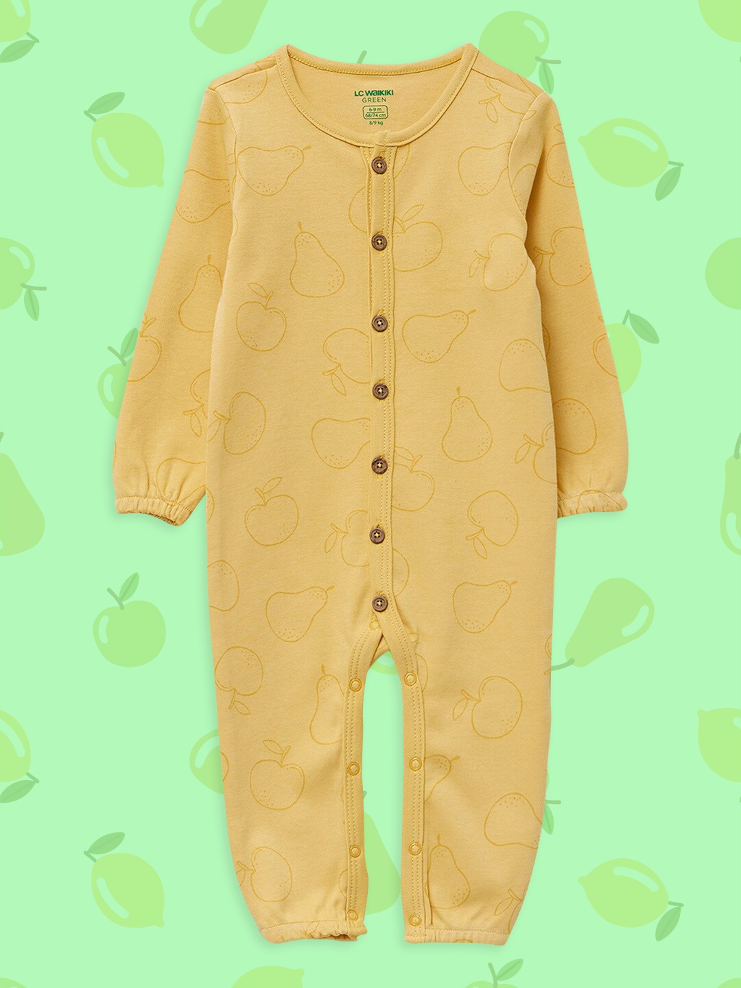 

LC Waikiki Infant Boys Cream-Coloured Fruit Print Pure Cotton Rompers