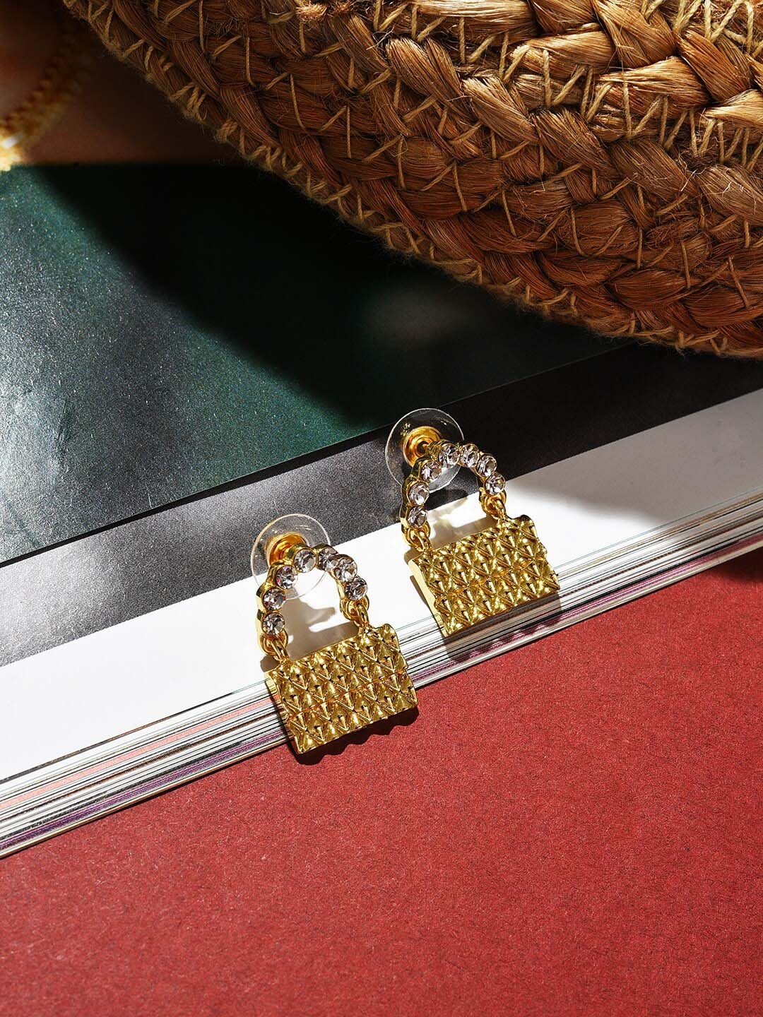 

SOHI Gold-Toned Contemporary Studs Earrings