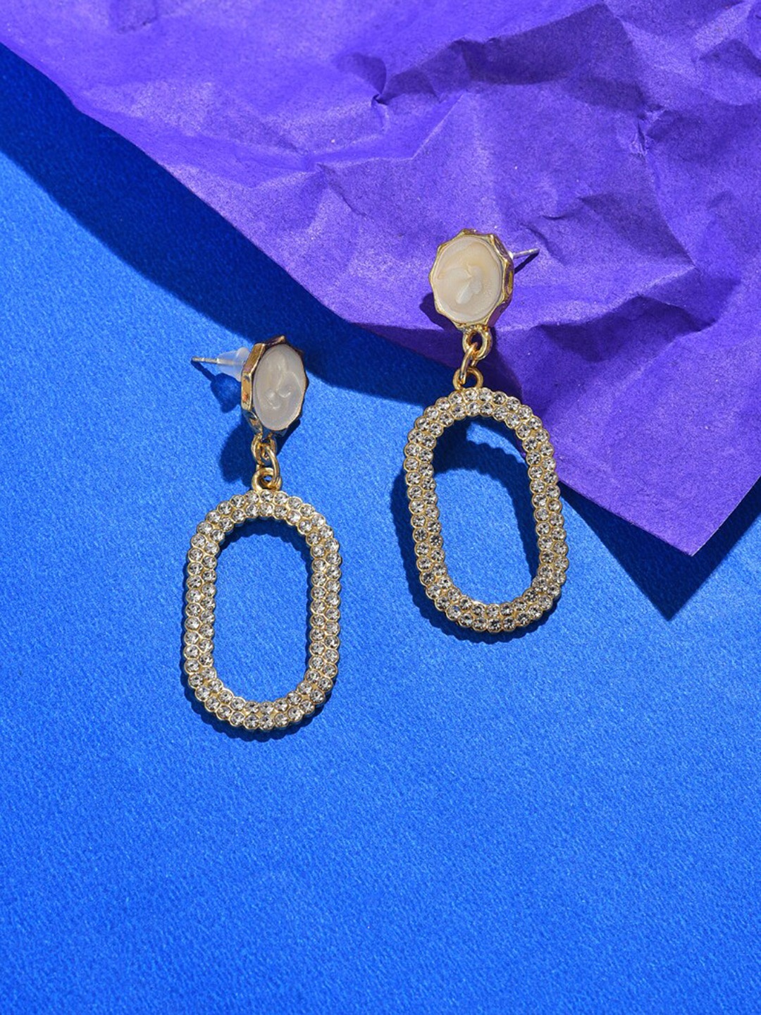 

SOHI Gold-Toned Contemporary Studs Earrings