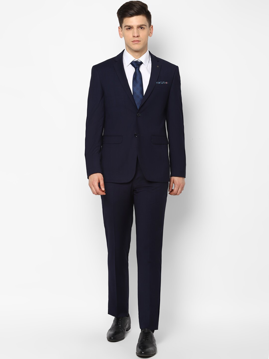 

Allen Solly Men Navy Blue Solid Slim-Fit Suits