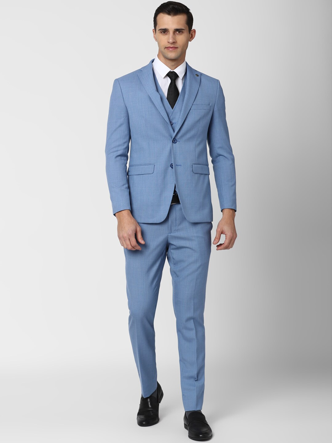 

Peter England Elite Men Blue Self-Design Slim-Fit Single-Breasted Formal Suit