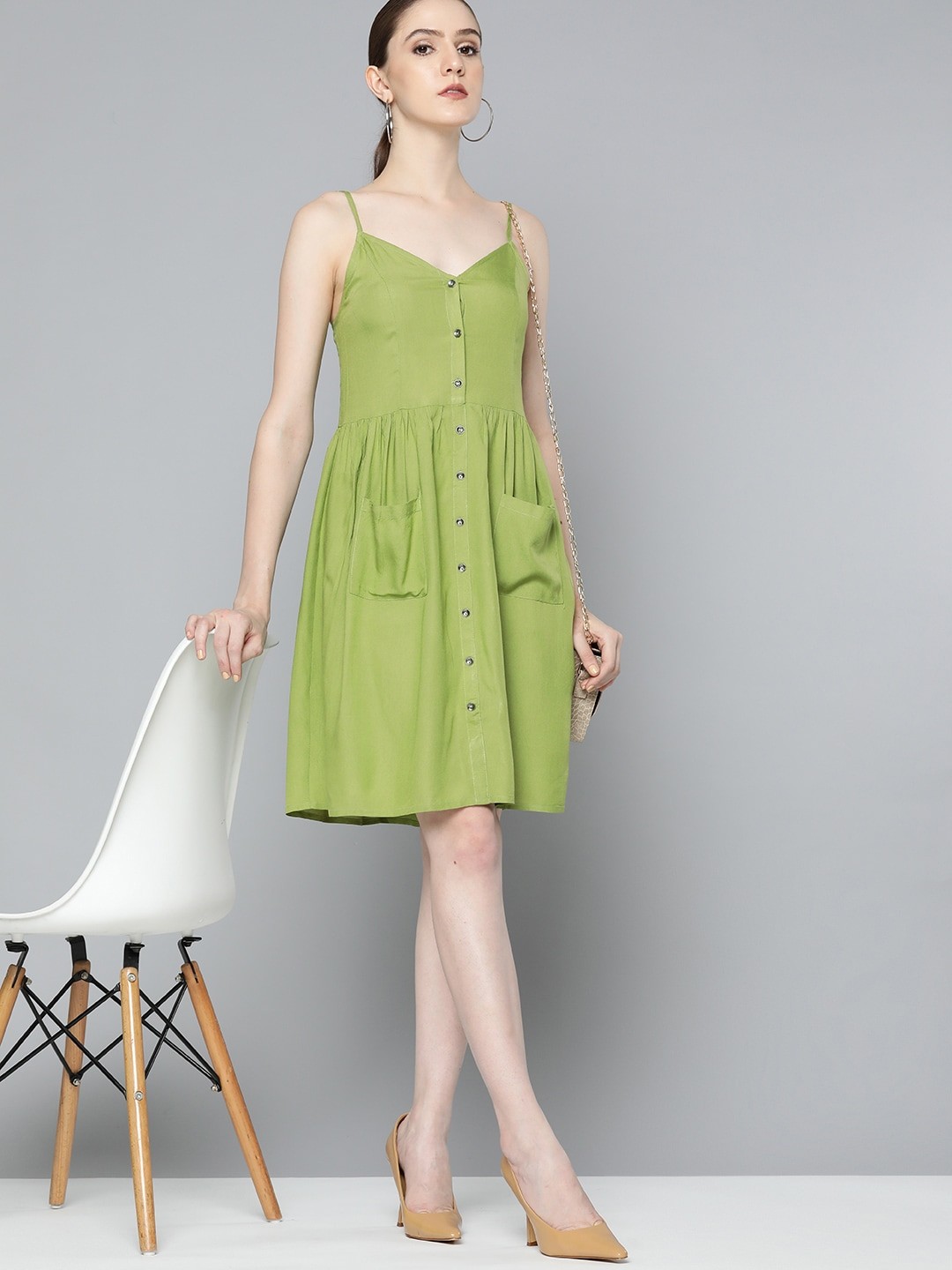 

Chemistry Green Smocked A-Line Dress