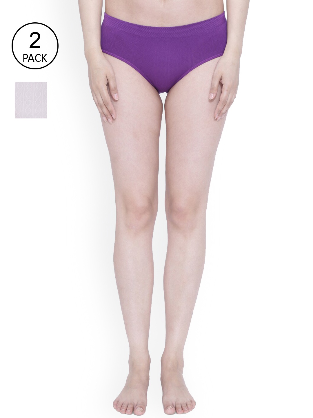 

Anoma Pack of 2 Purple & Nude Printed Hipster Cotton Briefs