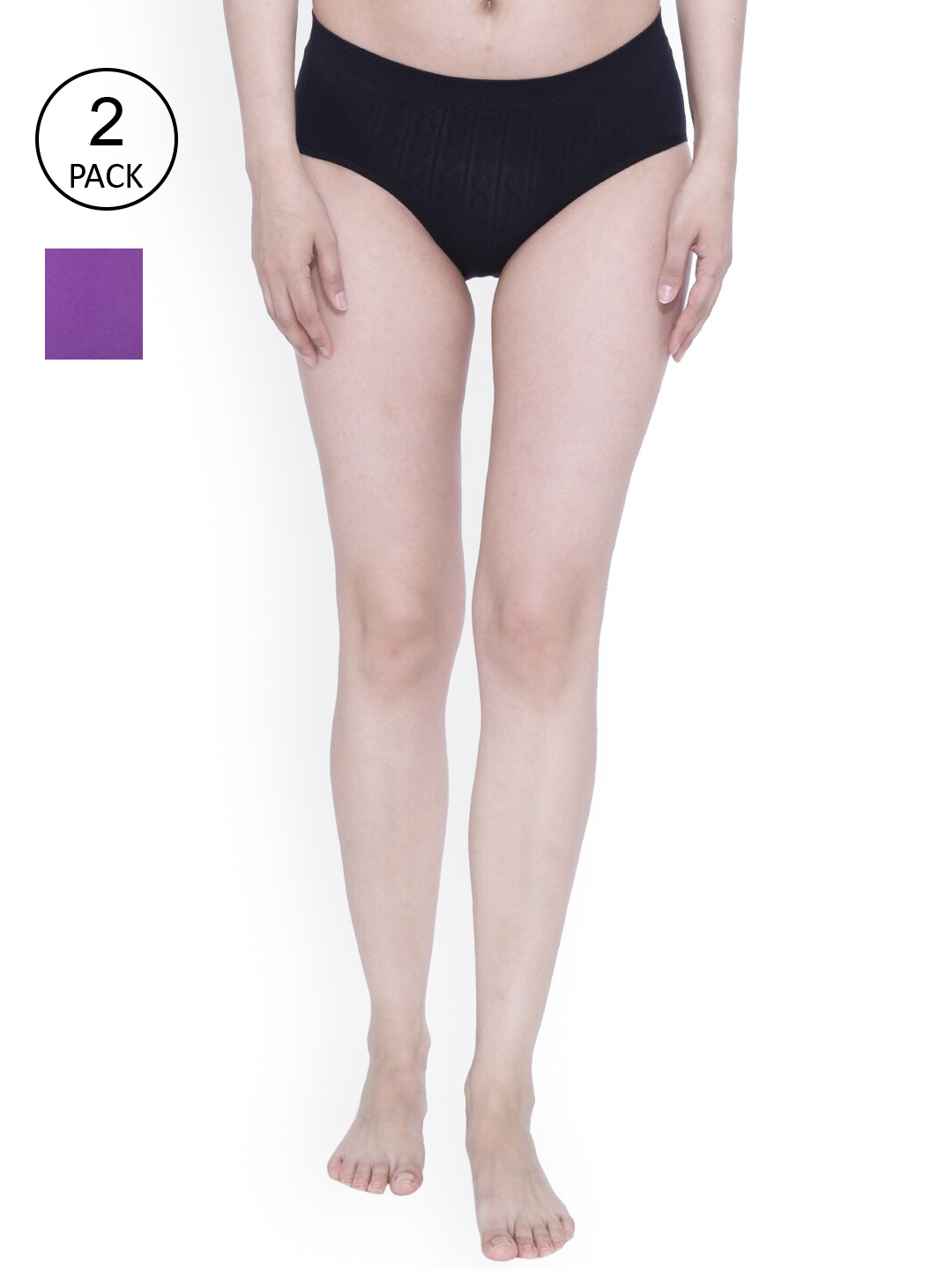 

Anoma Women Pack Of 2 Solid Hipster Briefs, Black