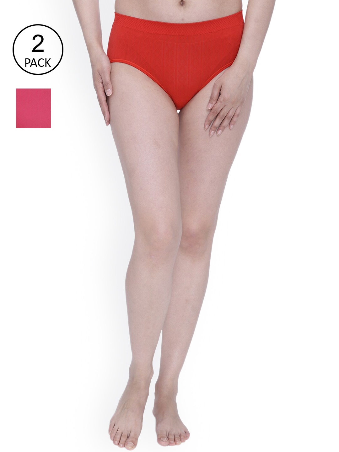 

Anoma Women Pack Of 2 Pink & Red Hipster Briefs