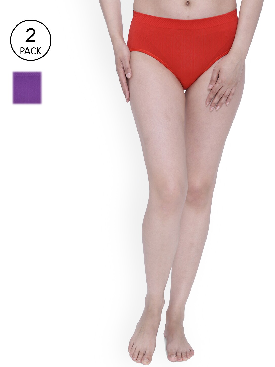

Anoma Women Pack Of 2 Solid Hipster Briefs, Red