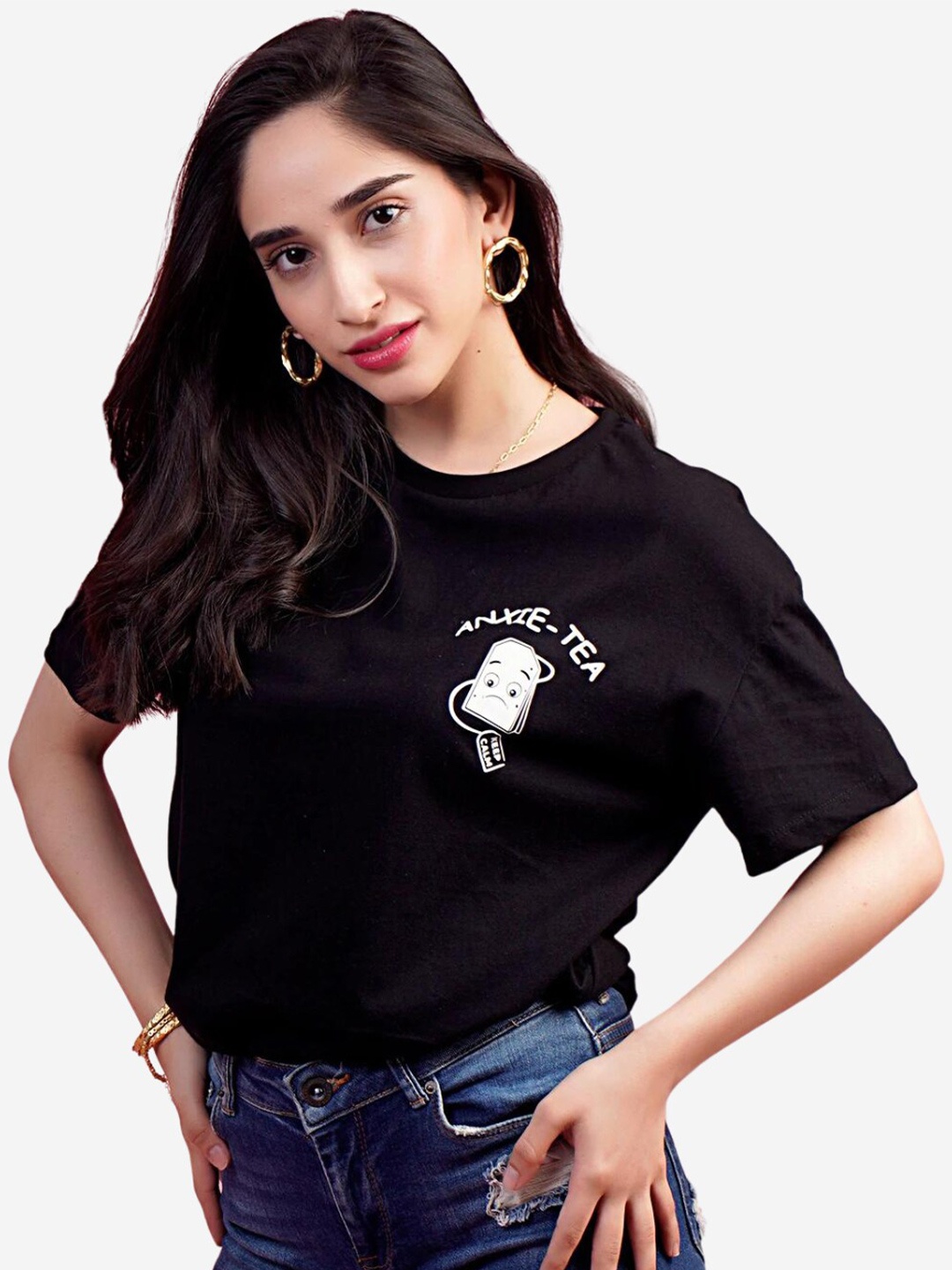 

Alaya By Stage3 Women Black Loose T-shirt